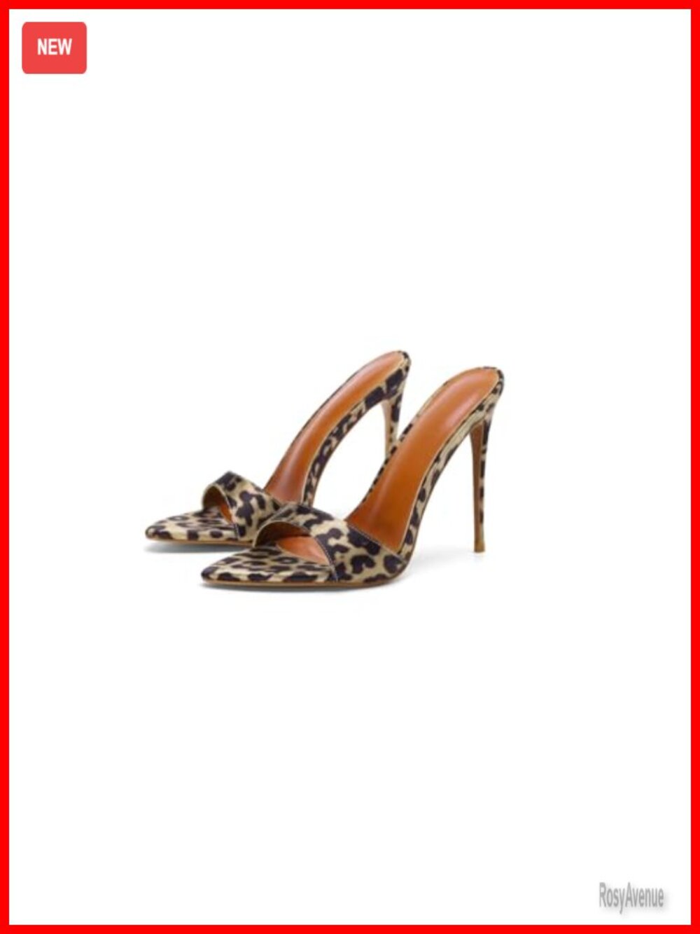 Faux Leather Stiletto Pointed Toe High Heeled Sandal Handmade Designer Mule